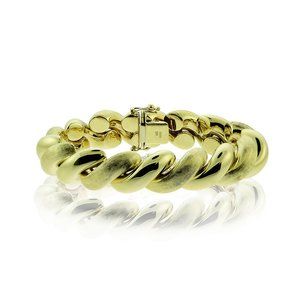 13.5 mm San Marco Macaroni Link 14K Yellow Gold Bracelet